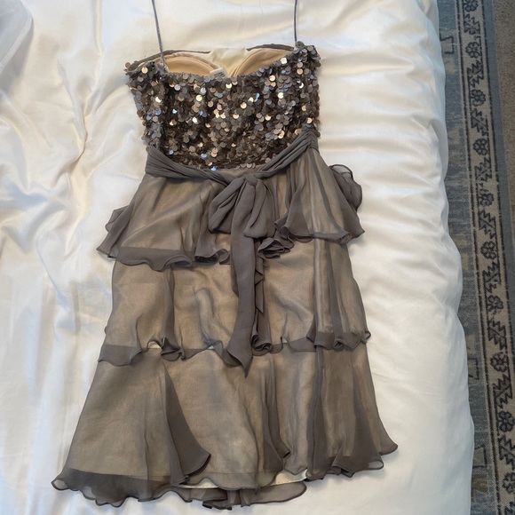 SCALA taupe dress strapless. Size four taken in to fit like a 2 - Picture 2 of 3